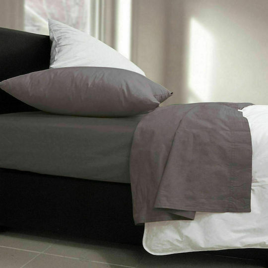 Nef-Nef Homeware Basic Σεντόνι Υπέρδιπλο με Λάστιχο 160x200+30εκ. Dark Grey