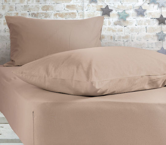 Nef-Nef Homeware Джърси Чаршаф Единичен с Еластична Лента 100x200+30см Лен