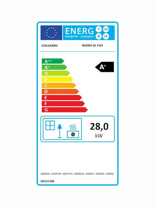 Edilkamin Șemineu cu inserție Lemn Radiator Drept cu o ușă care se deschide Deschideți rezervorul de expansiune