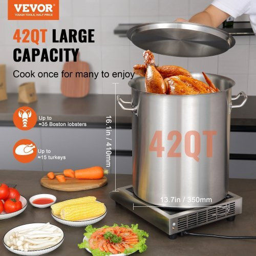 Vevor Καζάνι Χωρητικότητας 39.7lt με Διάμετρο 45.5εκ. και Ύψος 45.5εκ.