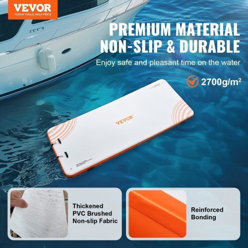 Vevor Inflatable Floating Dock For 2 People White 457.2x182.88cm