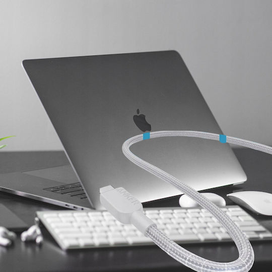 Anker Cablu USB 2.0 Braided 310 USB-C Masculin - USB-C 240W Alb 0.9m