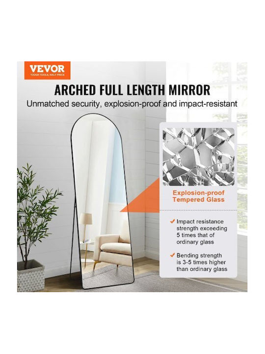 Vevor Gewölbter Boden- oder Standspiegel mit Schwarzem Aluminium Rahmen 165,1x55,9cm