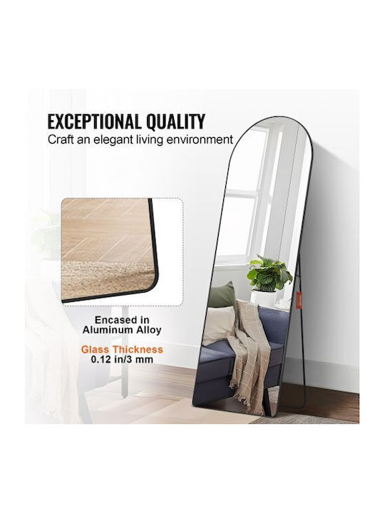 Vevor Gewölbter Boden- oder Standspiegel mit Schwarzem Aluminium Rahmen 165,1x55,9cm