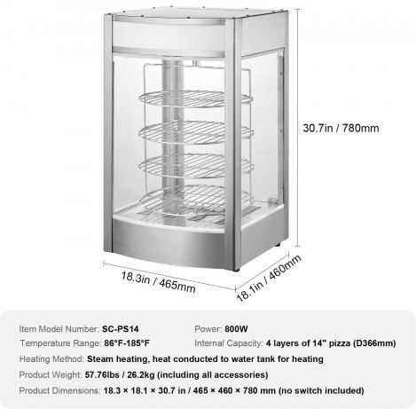Vevor Heated Display Cabinet 800W