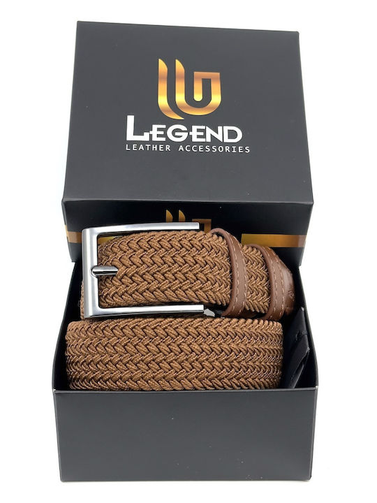 Elastic Men's Belt Fabric Knitted Brown