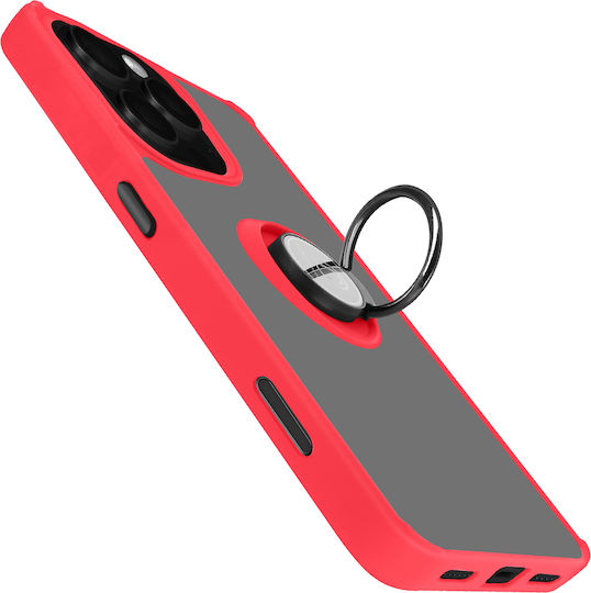 Калъф Avizar за Iphone 16 Pro Max с метален пръстен и видео стойка, червен