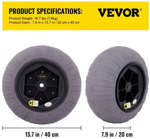 Vevor Καρότσι Μεταφοράς για Φορτίο Βάρους έως 80kg σε Μπεζ Χρώμα