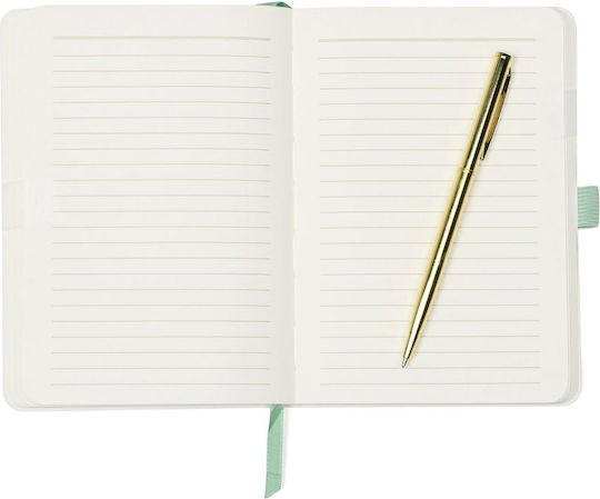 Designworks Notizbuch B6 48 Blätter Geregelt mit Hartcover und Stiftetui Gold
