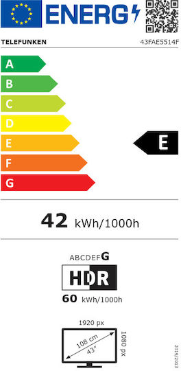 Telefunken Smart Τηλεόραση 43" Full HD LED 43FAE5514F/G HDR (2024)