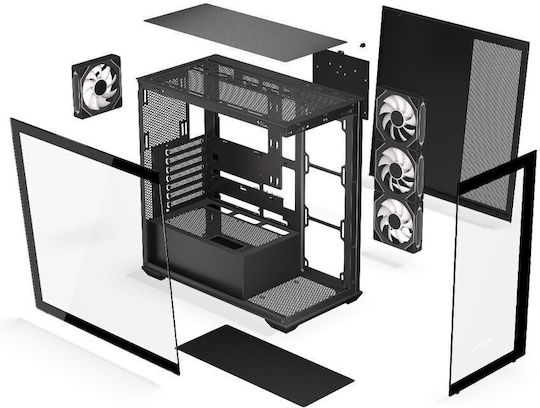 Krux Exo Gaming Midi Tower Κουτί Υπολογιστή με Πλαϊνό Παράθυρο και ARGB Φωτισμό Μαύρο