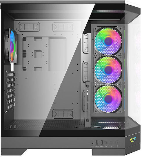 Darkflash DQX90 Gaming Midi Tower Computer Case with Window Panel and RGB Lighting Black