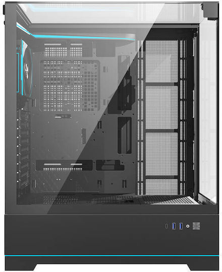 Darkflash DY450L PRO Геймърско бюро Midi Tower Компютърна кутия с RGB осветление Черен