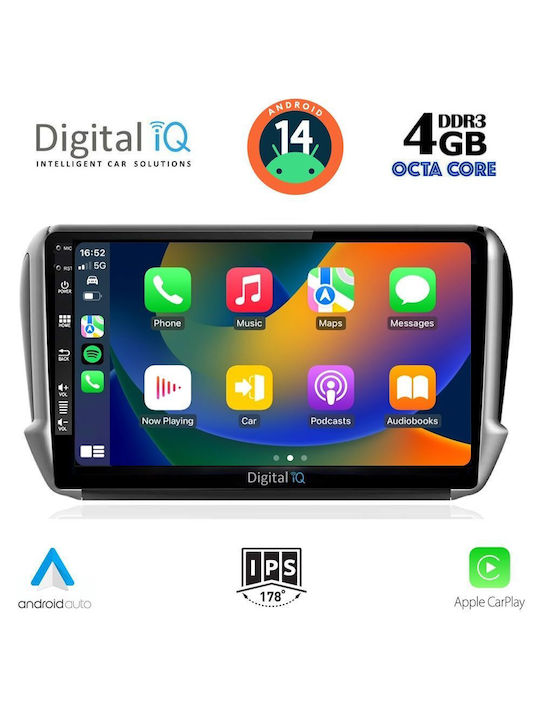 Digital IQ Car Audio System for Peugeot 2008 2012-2021 (Bluetooth/USB/WiFi/GPS/Apple-Carplay/Android-Auto) with Touch Screen 10"