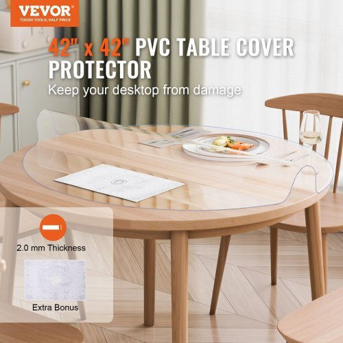Протектор за маса Vevor 42" кръгъл прозрачен 2.0mm Yxpvczb42x4292rmrv0