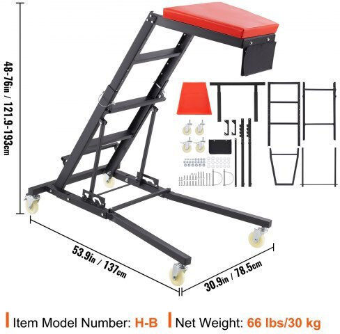 Vevor Automotive Reclining Ladder Adjustable Height 400 Lbs Heavy Duty Folding Car Repair Fdjxctyhxhx4d070nv0