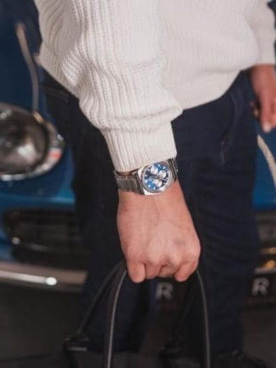 Casio Edifice Ανδρικό Ρολόι 47mm Χρονογράφος Μπαταρίας με Ασημί Μεταλλικό Μπρασελέ