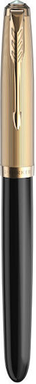 Parker 51 Deluxe Black Resin Gold Trim Fountain Pen 18k Solid Gold Nib 3026981235122 Nibs Fine 18k