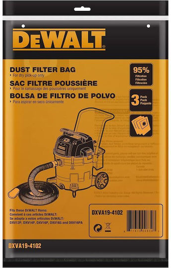 DEWALT Staubsaugerbeutel 3Stück Kompatibel mit Staubsauger DeWalt