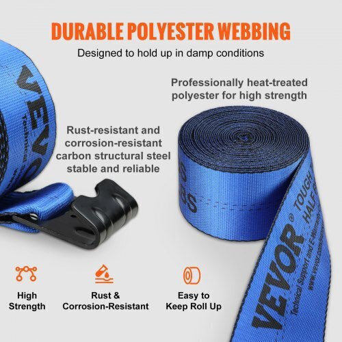 Vevor Straps Set 4" X 30' 6000 Lbs Blue 10 Pcs Pgjpdls4inch3lgjkv0