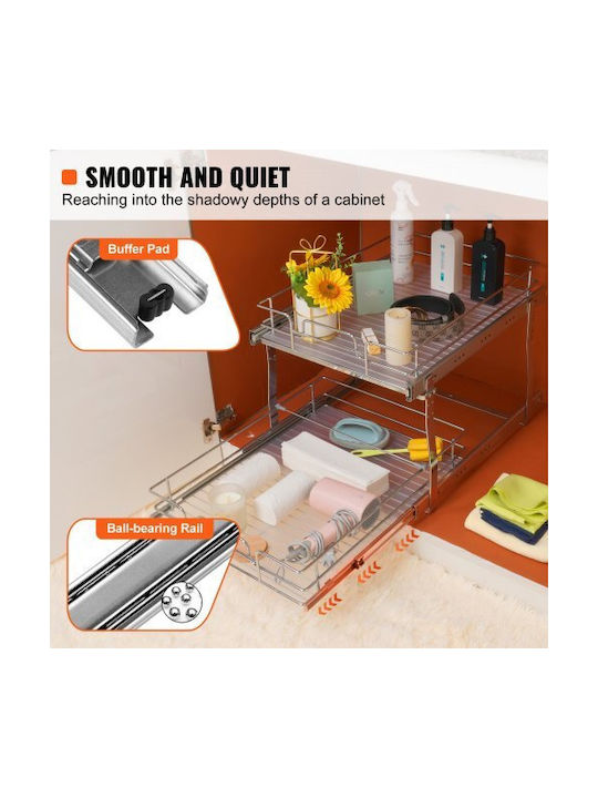 Double Shelf Vevor 16"x21" Cabinet Chrome Steel Sliding Storage Drawers for Kitchen Bathroom Hgs217w21d15ho4auv0