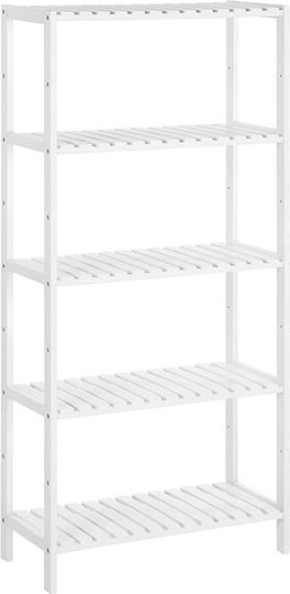 Songmics Floor Bathroom Shelf Plastic with 5 Shelves 60x26x130cm White