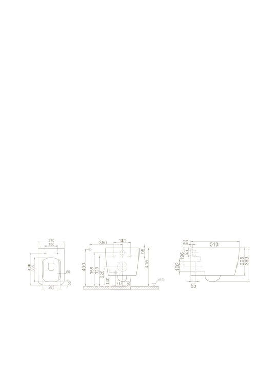 Cerastyle Λεκάνη Κρεμαστή Rimless με Slim Κάλυμμα Soft Close και Μπιντέ Λευκή Cerastyle Λεκάνη Κρεμαστή Rimless με Slim Κάλυμμα Soft Close και Μπιντέ Λευκή