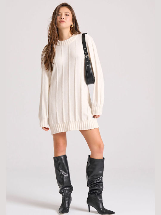 Funky Buddha Mini Dress Knitted Off White