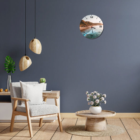 Wanduhr Wohnzimmer Strand Berge Dekoration 30cm