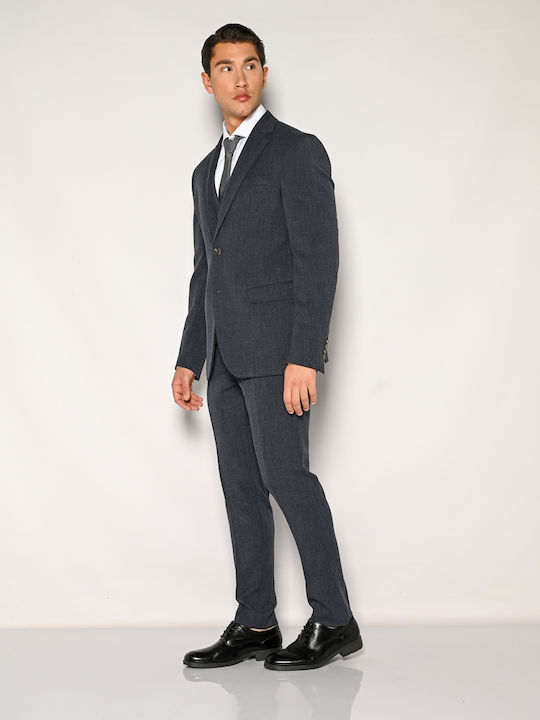 Men's Winter Suit with Vest Slim Fit Indigo