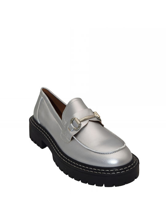 Morena Spain Women's Loafers in Silver Color