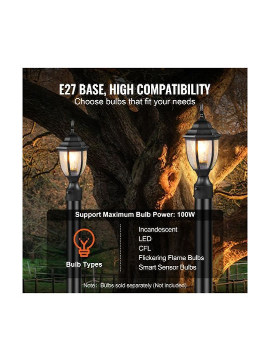 Vevor Vevor Außenstehlampe 100W Für E27 Lampenbirnensockel Schwarz