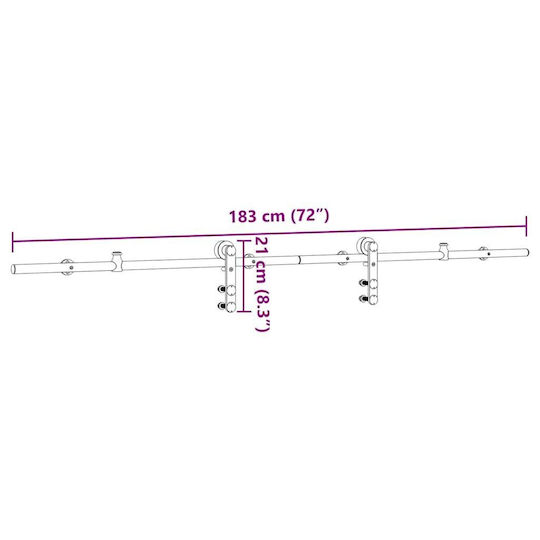 Sliding Door Mechanism Silver 183 cm Stainless Steel