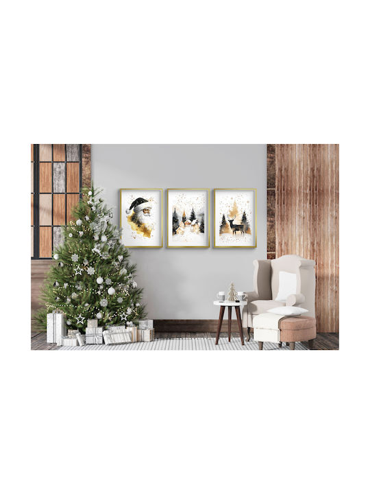 Wandposter Wohnzimmer Weihnachten Weihnachtsmann Winterlandschaft 3x50x70