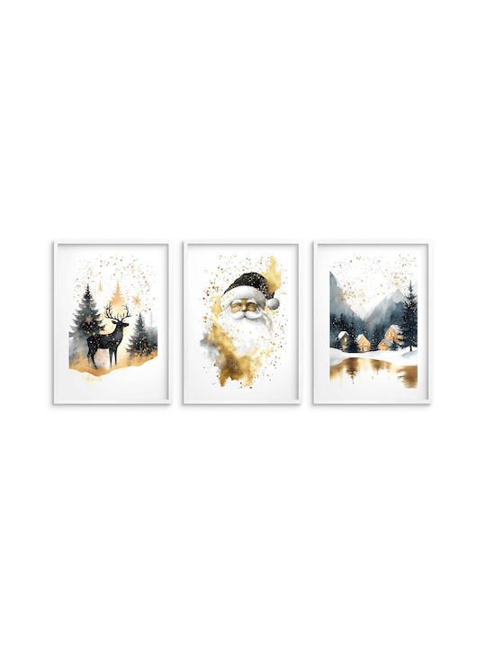 Poster Wohnzimmer Santa Winterlandschaft Weihnachtsdekoration 3x30x40