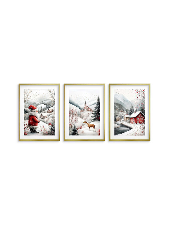Wohnzimmerdekoration Feiertagsposter Winter Weihnachtslandschaft 3x30x40