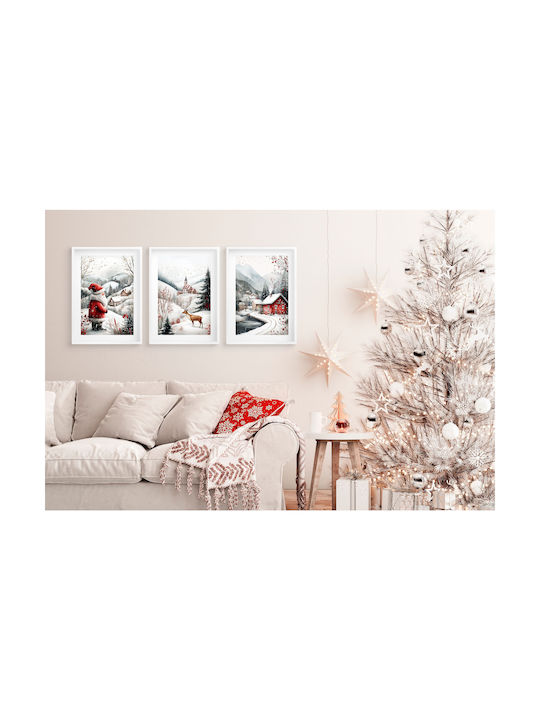 Wohnzimmerdekoration Feiertagsposter Winter Weihnachtslandschaft 3x30x40