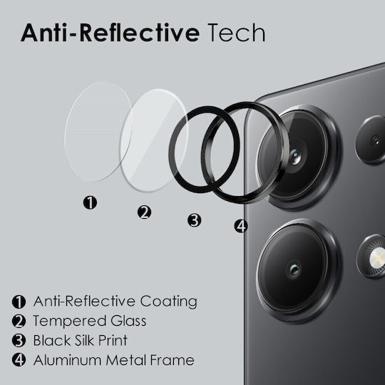 Προστασία Κάμερας Tempered Glass Μαύρο για το Redmi Note 13 Pro 4G