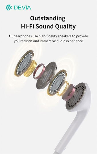 Devia C Kintone In-ear Handsfree Ακουστικά με Βύσμα USB-C Λευκό
