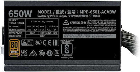 MWE 650 Bronze V3 650W Black Computer Power Supply Full Wired 80 Plus Bronze