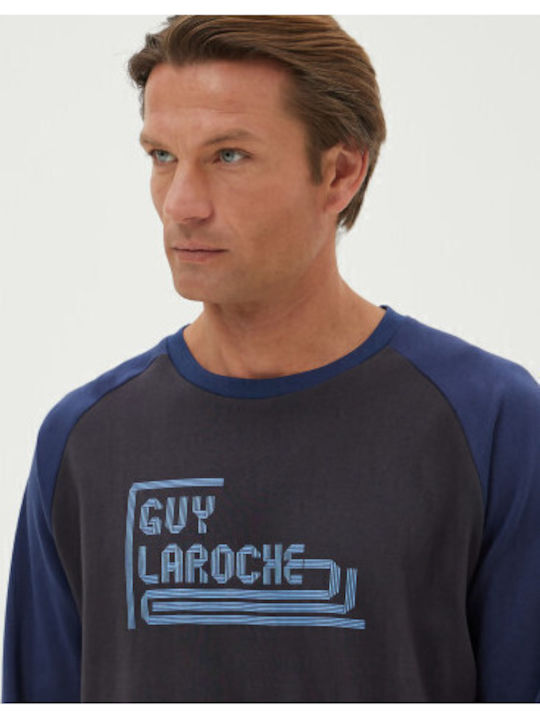 Guy Laroche Χειμερινή Ανδρική Πιτζάμα Βαμβακερή Anthracite