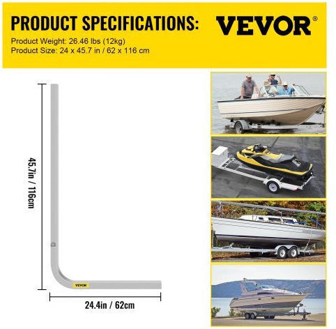 Vevor 46" Bootstrailer-Führungen Paar Aluminium Rostbeständig Verstellbare Breite Inklusive Montagezubehör