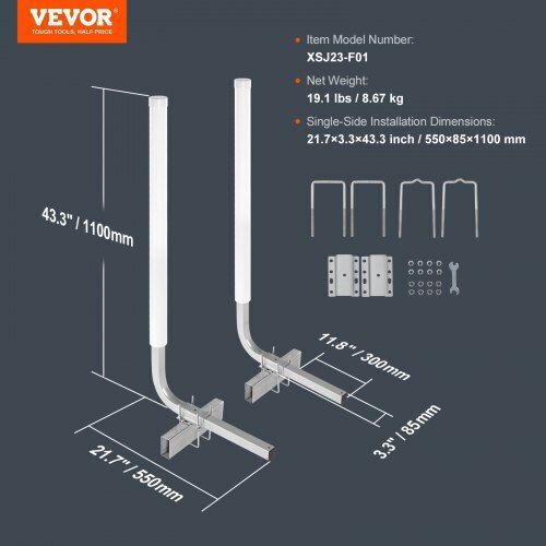 Vevor Adjustable Boat Trailer Guides 2pcs Galvanized PVC Pipes Ctcdgdlx40yc6jv7gv0