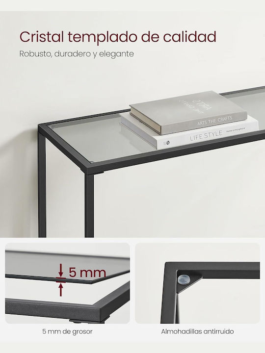 Console Table Metal with Glass Surface Black/Grey L80xW20xH100cm