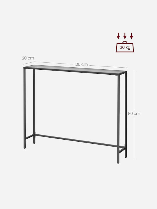 Console Table Metal with Glass Surface Black/Grey L80xW20xH100cm