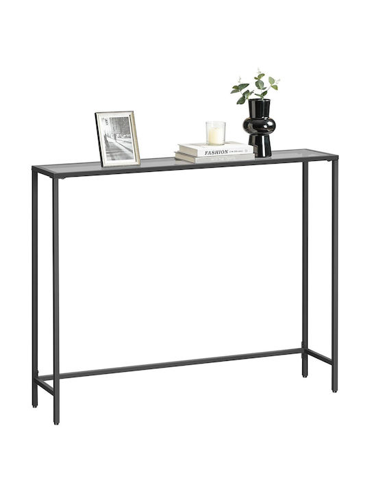 Console Table Metal with Glass Surface Black/Grey L80xW20xH100cm