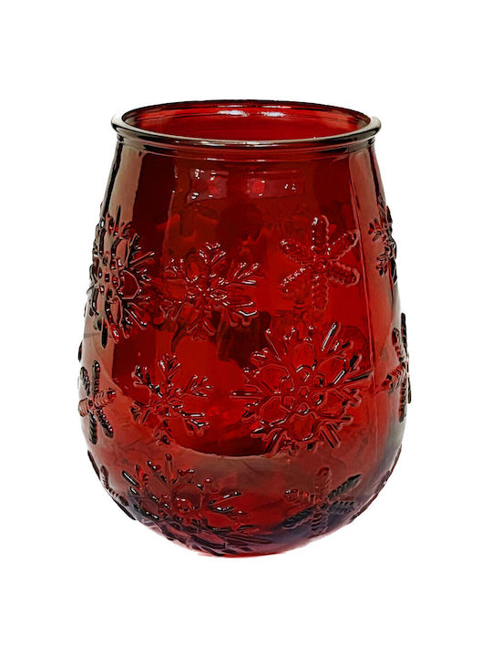 VSM Christmas Glass Red Candlestick 13x11cm