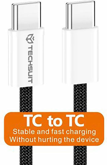Techsuit Pcb114d USB 2.0 Cable USB-C male - USB-C 60W Μωβ 1m