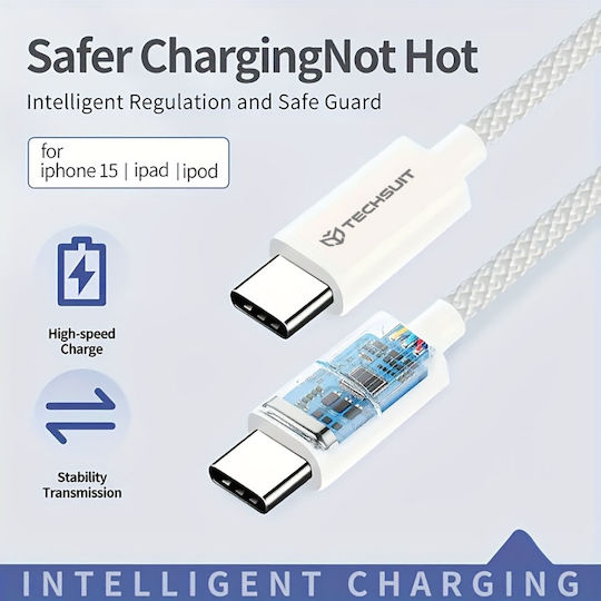Techsuit Pcb114d USB 2.0 Cable USB-C male - USB-C 60W Μωβ 1m