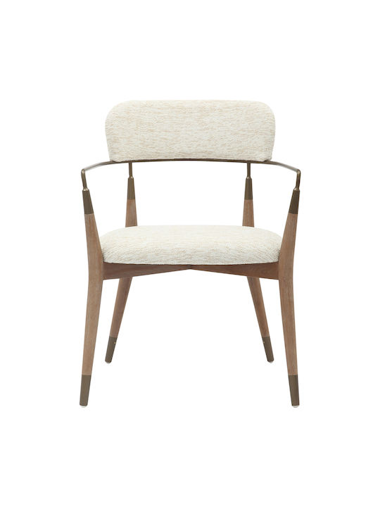 Roy Dining Room Fabric Armchair Ecru 51x48x77cm 2pcs